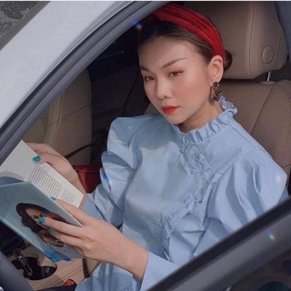 Áo sơ mi Zara xanh cổ bèo