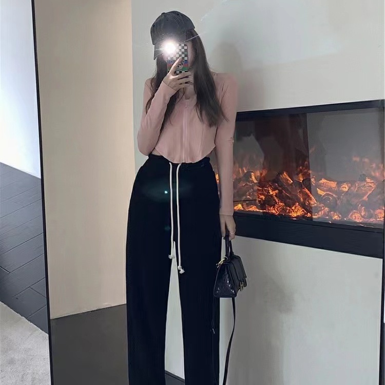 SUXI Quần ống rộng Lưng Cao Màu Sắc Đơn Giản Thời Trang Xuân Hè Cho Nữ