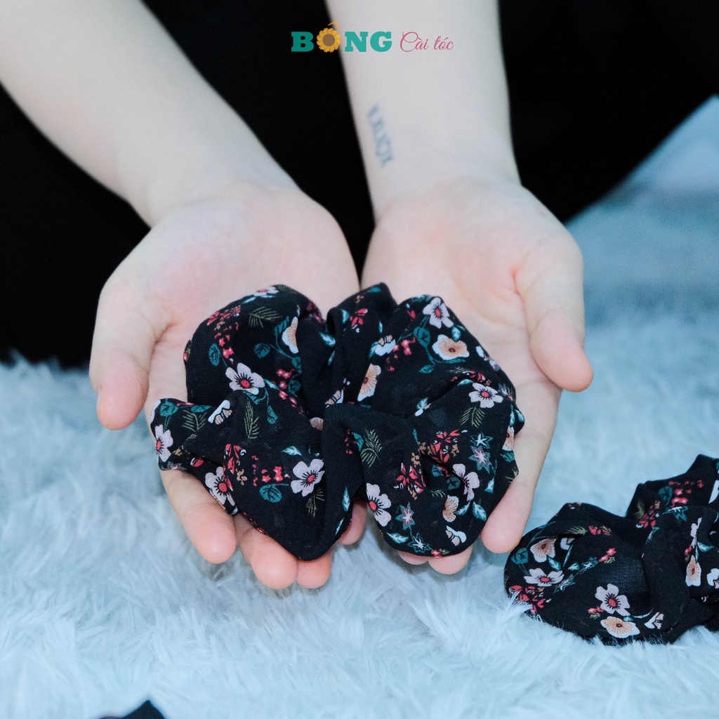 Dây buộc tóc scrunchies muslin hoa đường kính 11cm SR50 - scrunchies BÔNG Cài Tóc