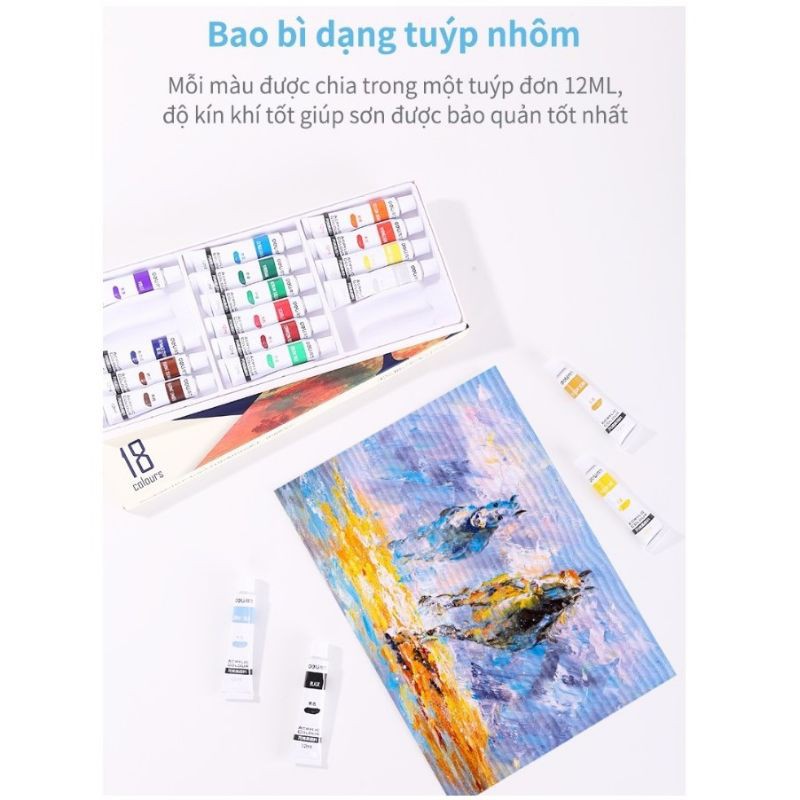 Màu Acrylic chuyên nghiệp Deli - 12/18/24 màu - 73856/73857/73858