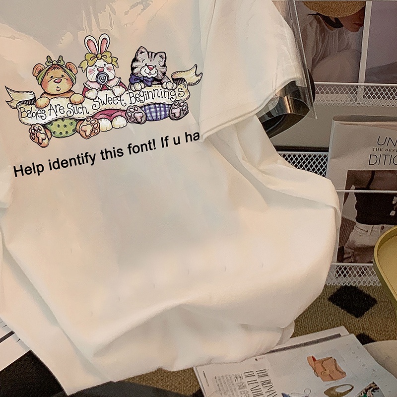Áo thun HIIXIIVI 100% cotton tay ngắn cổ tròn in hình phong cách Hàn Quốc thời trang mùa hè 2022 dành cho nữ