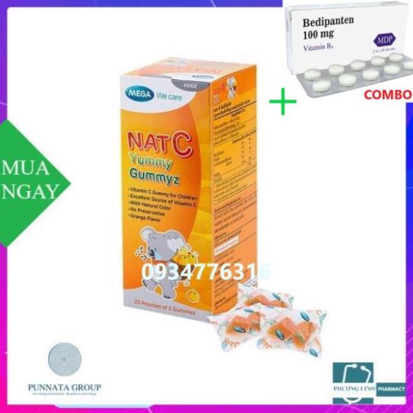 Combo Bedipanten 100mg +  Kẹo dẻo Nat C Ymmy Gummyz