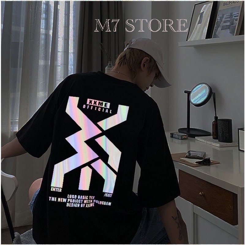 Áo thun nam nữ unisex tay lỡ phản quang M7 under Có Bigsize áo phông tay lỡ form rộng streetwear hai màu trắng đen