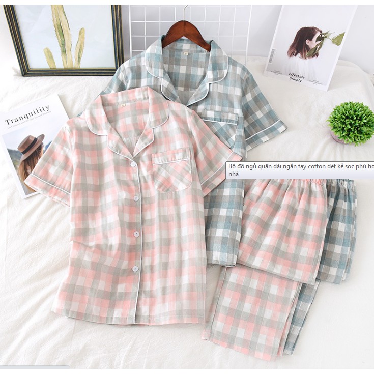 Pijama Mặc Nhà Sau Sinh- Đồ Bộ Ngủ Bigsize Chất Xô Nhật Ngắn Tay Mặc Hè Cực Mát