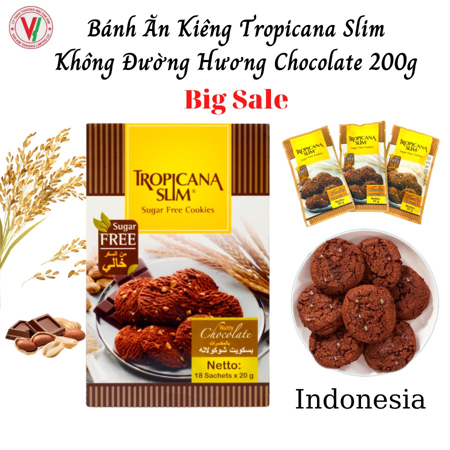 Bánh quy ĂN KIÊNG Tropicana Slim Chocolate 200g (10 x 20g) - Thích hợp cho người ĂN KIÊNG,TIỂU ĐƯỜNG