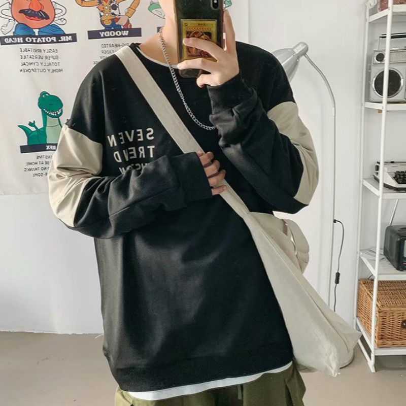 [ Mã 12FASHIONSALE1 giảm 10K đơn 50K ] Áo tay dài cổ tròn thiết kế dáng rộng cho nam giới | BigBuy360 - bigbuy360.vn