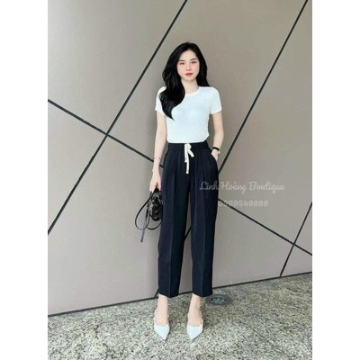 Quần baggy vải xuông nhẹ cạp chun rút dây