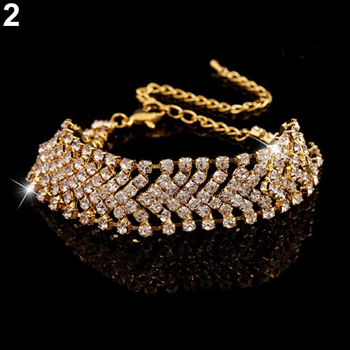 Vòng tay hợp kim nhiều lớp đính đá lấp lánh cho nữ