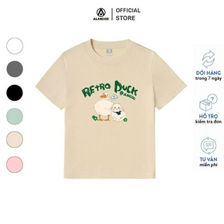 Áo baby tee y2k Alandor form ôm body chất cotton 100% co dãn hai chiều kiểu tay ngắn cổ tròn mẫu duck