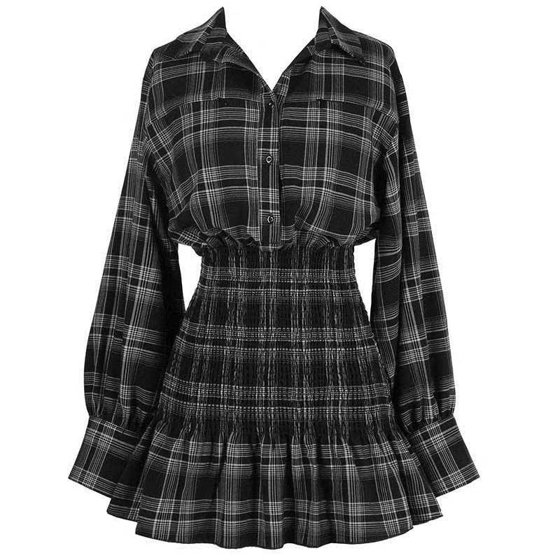 Váy Sơ Mi Bo Chun Eo Tôn Dáng Có Size 4XL( sẵn caro M,XL,L)