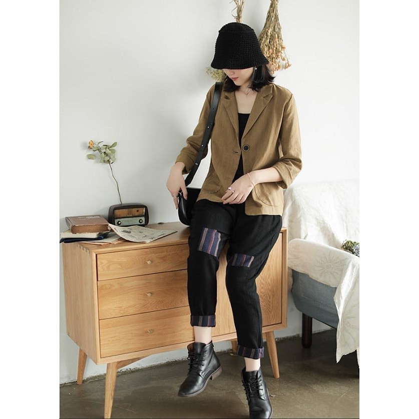 Áo khoác Vest, Blazer nữ chất Linen hai khuy trẻ trung công sở, nhiều màu | BigBuy360 - bigbuy360.vn