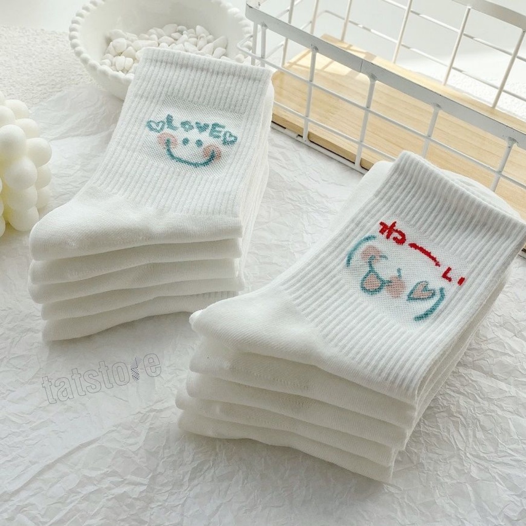 Tất nữ bít tất nữ màu trắng Hàn Quốc siêu cute nhiều biểu cảm tinh nghịch đáng yêu TẤT STORE 8CCF5