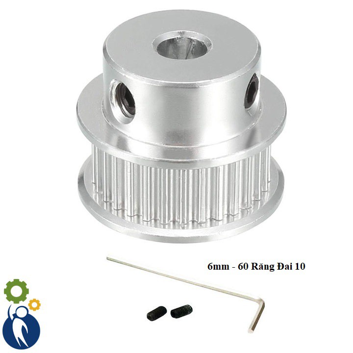 Pulley Trục 6mm - 60 Răng Đai 10, dùng dây đai 2gt-10mm