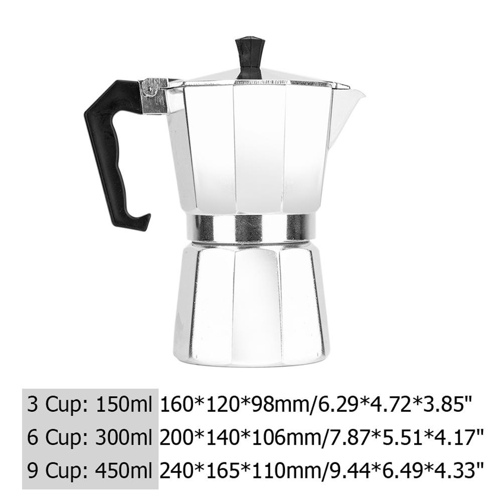 Everpert 3/6/9 Cup Coffee Maker Coffee Moka Pot Stove Top Espresso Latte Maker Machine Percolator