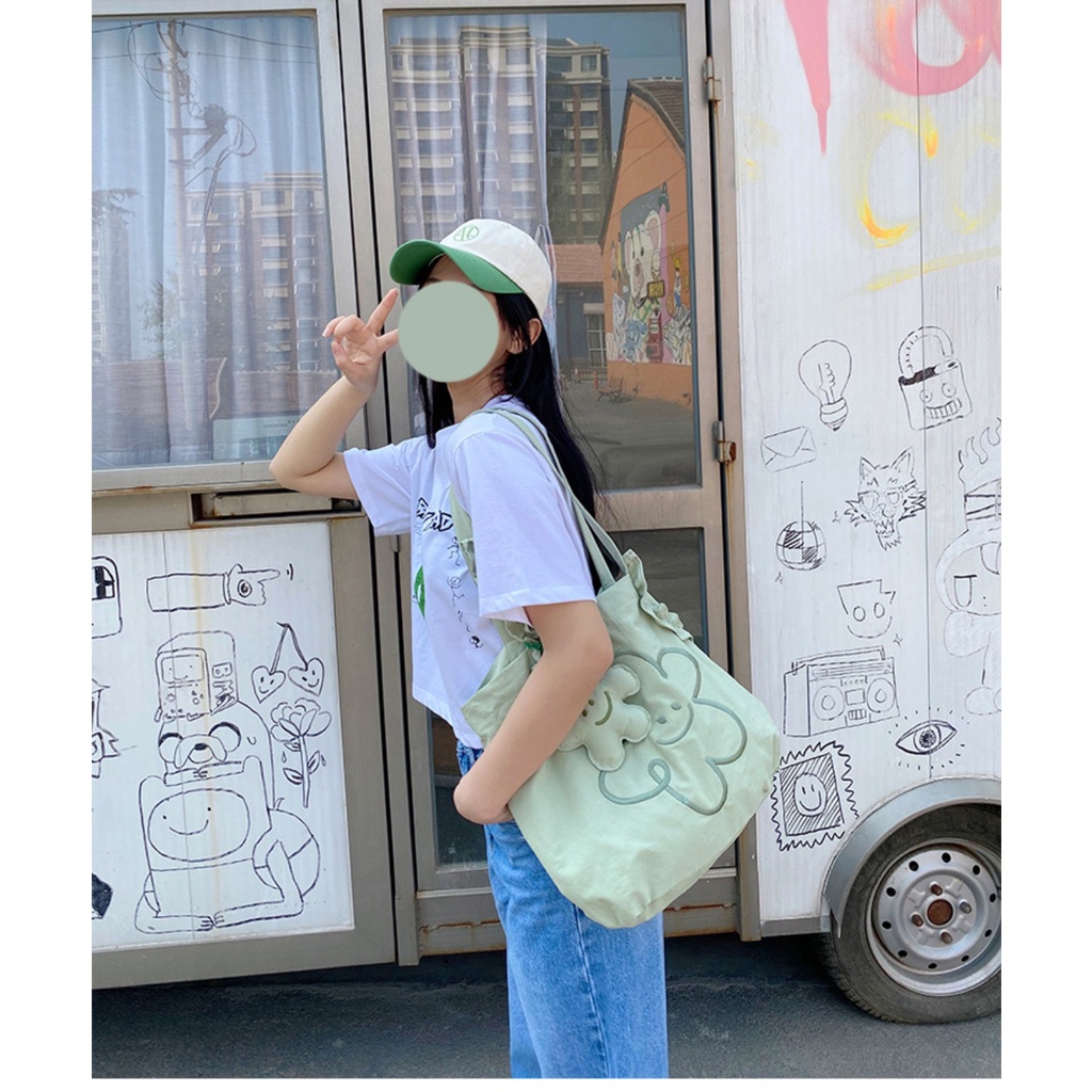 Túi Vải Canvas Đeo Vai Phong Cách Hàn Quốc
