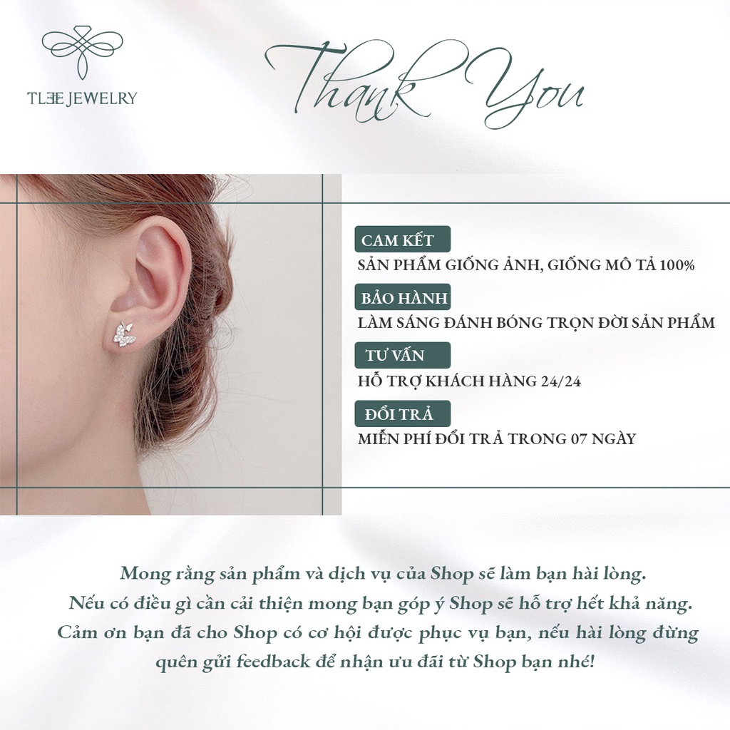 Khuyên tai bạc nữ TLEE cánh bướm hồ điệp đôi nạm đá xinh xắn NCJ B0160