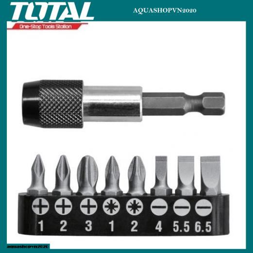 Bộ 9 đầu tua vít Total + KÈM theo 1 mũi gắn vặn vít - TACSD3091