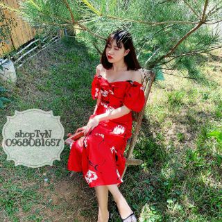 ĐẦM MAXI TRỄ VAI ĐỎ