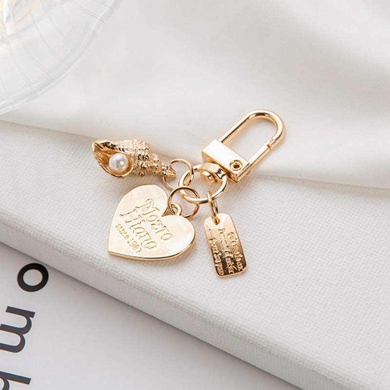 Korean Fashion Shell Pearl Key Chain Bag Charms Key Ring Trinket Airpods Key Accessories Cute Heart  Couple love Keychain Women Girl Gift