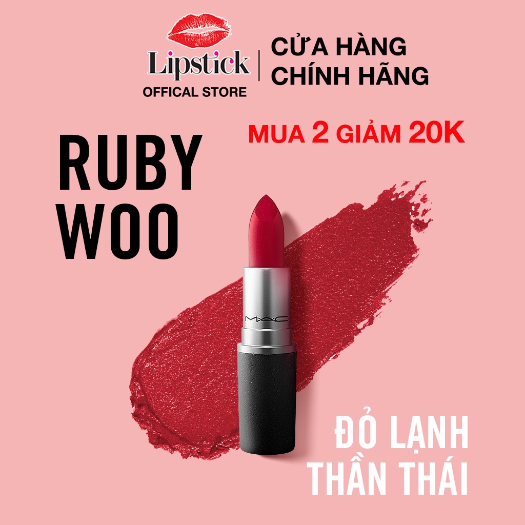 Son môi MAC Retro Matte Lipstick , son mac Ruby Woo chính hãng 3g