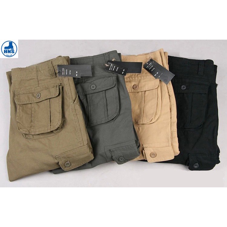 Quần lính túi hộp HNS25 kaki cotton bền đẹp - 6 màu cơ bản xanh, đen, xám, nâu, kaki