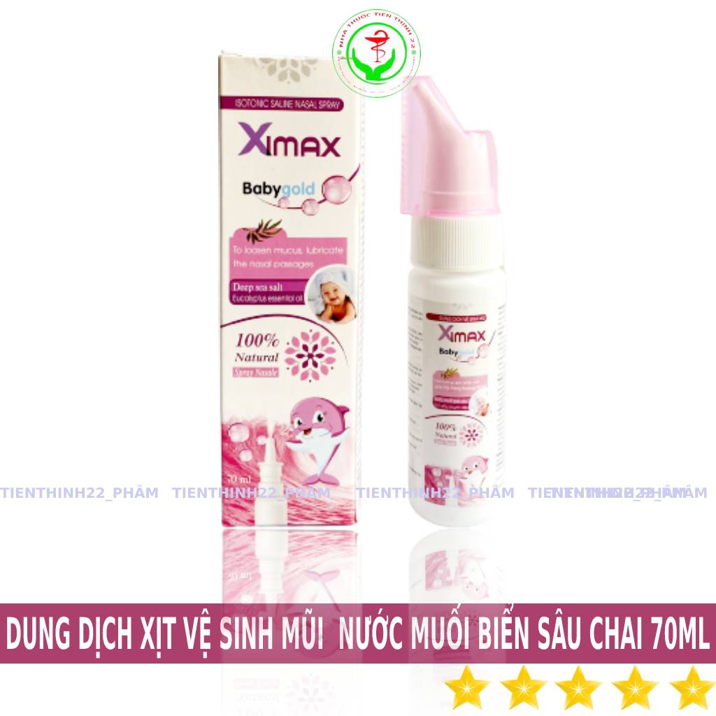 Dung dịch xịt vệ sinh mũi Ximax nước muối biển sạch sâu người lớn và Trẻ em chai 70 ml