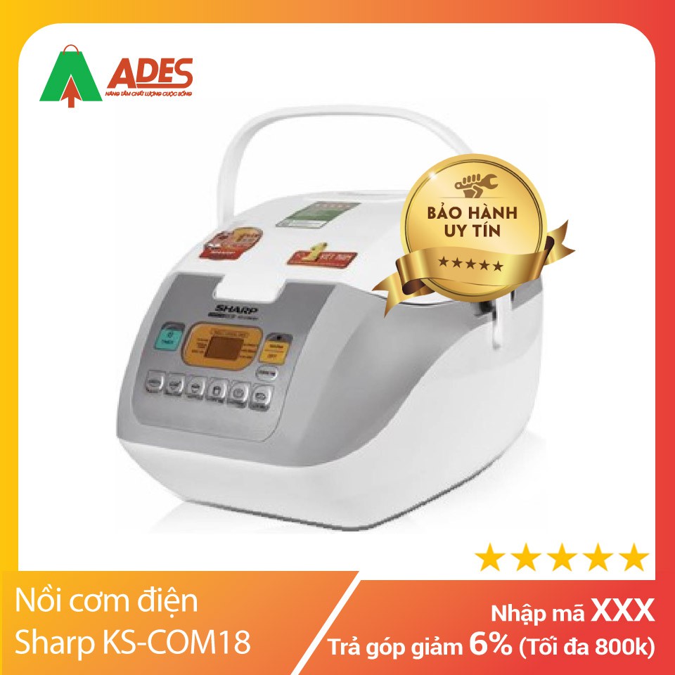 [Mã 154ELSALE2 giảm 7% đơn 300K] [ CHÍNH HÃNG ] Nồi cơm điện Sharp KS-COM18 | Giá Rẻ