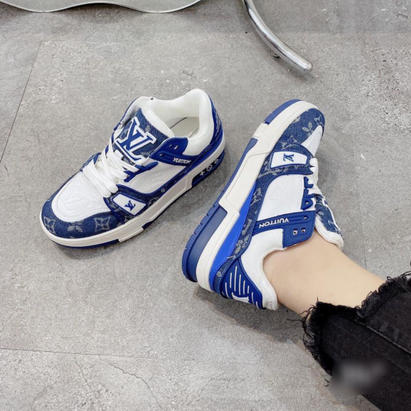 clo Giày Thể Thao Nữ Xanh Cam 5p Lv Da mềm Êm Fullbox Bill Túi Cao Cấp