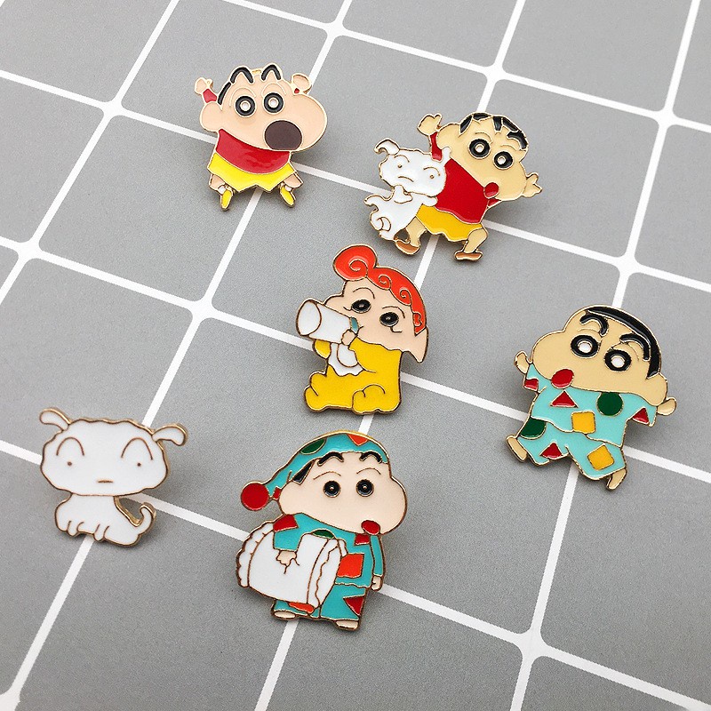 Ghim cài áo hình cậu bé bút chì shin-chan hoạt hình thiết kế dễ thương
