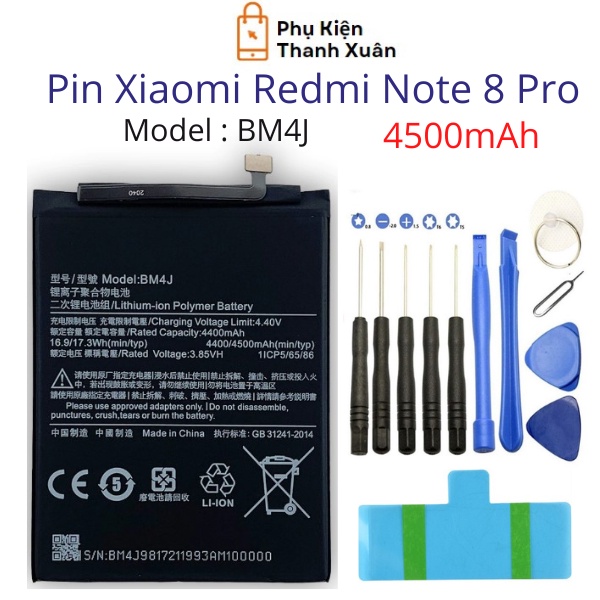 Pin zin Xiaomi Redmi Note 8 Pro BM4J 4500mAh | Hàng chính hãng - Dung lượng gốc | Tặng bộ tháo mở + seal dán