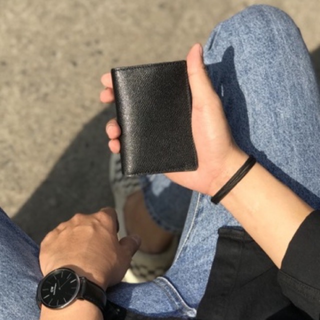 Ví da bò thật đựng thẻ Frame màu Đen nhỏ gọn có ngăn đựng ảnh - Thiết kế chính hãng từ Lemont.