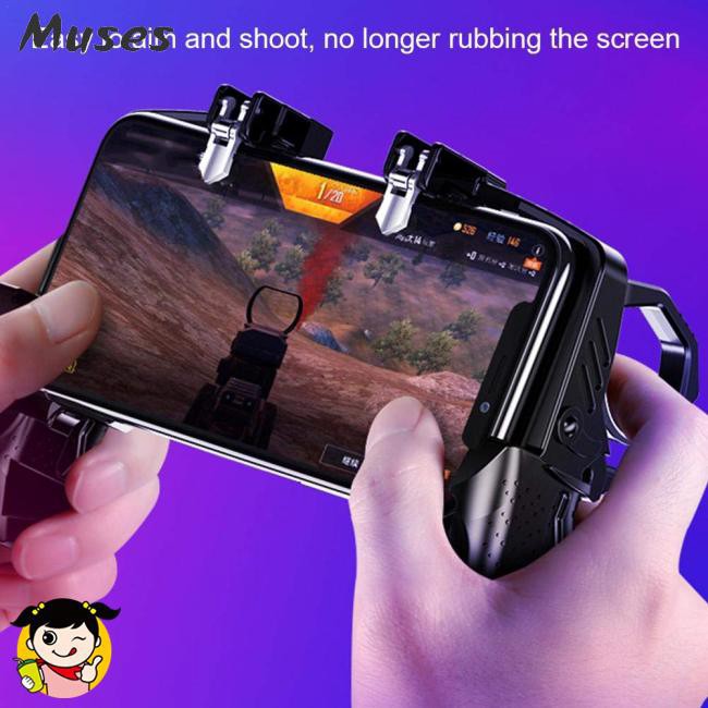 Tay cầm chơi game k21,  kèm nút bấm cho game PUBG, ROS, Free Fire..gắn điện thoại tiện lợi.aphuong