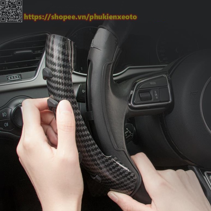 Ốp vô lăng ô tô vân Carbon chống trược cao cấp