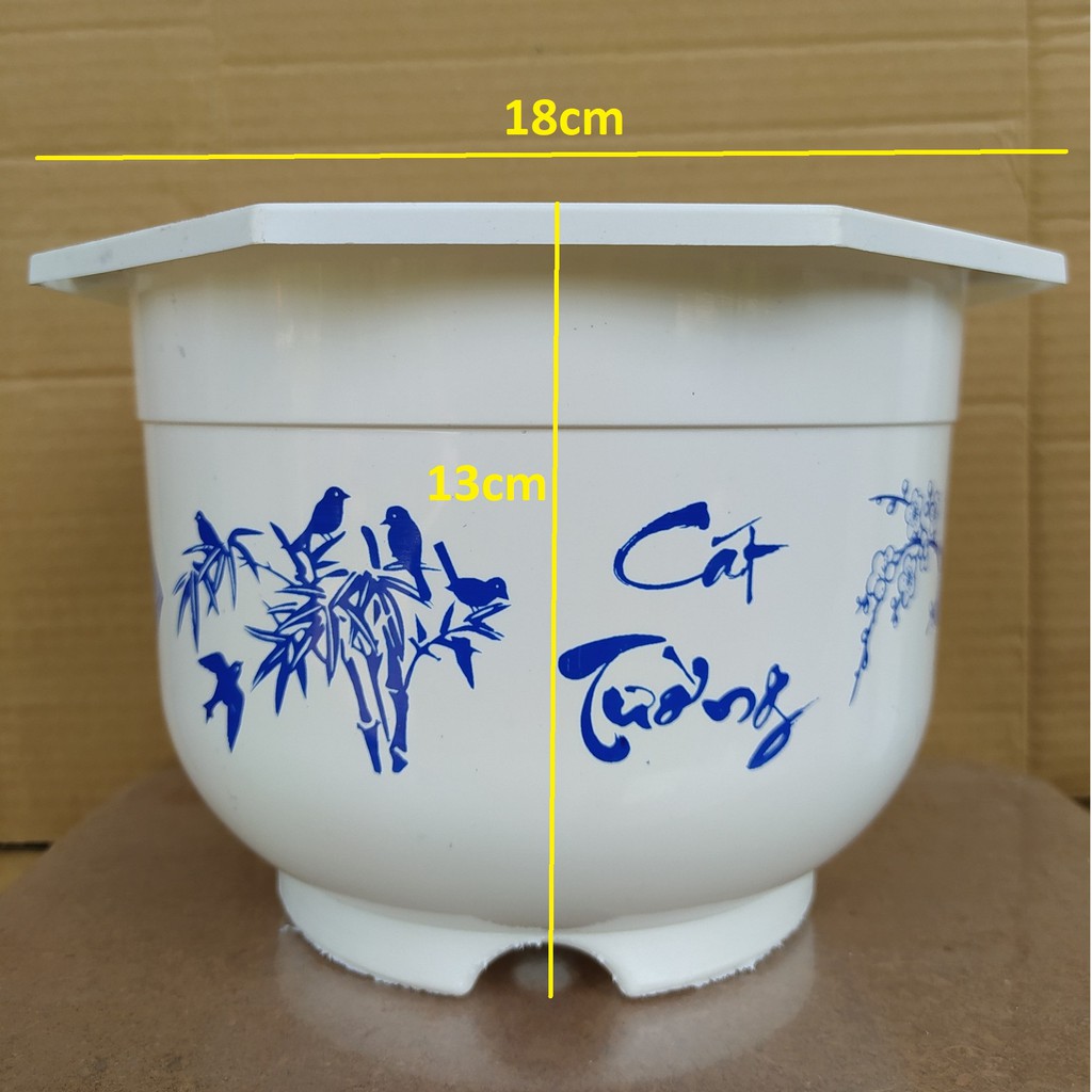 Chậu nhựa trồng cây, chậu treo trồng hoa kiểng cát tường như ý (cao 13cm, rộng 18cm)