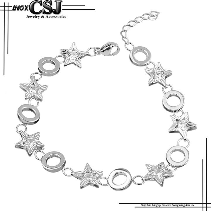 LẮC TAY NỮ INOX HÌNH NGÔI SAO CHẠM MÁY CỰC ĐẸP LT402 - không đen, chuẩn thời trang