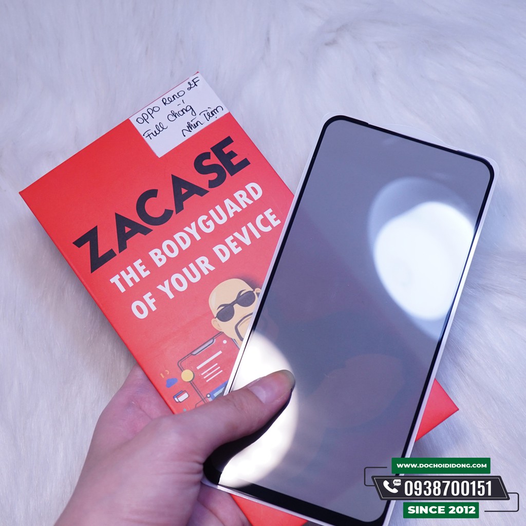 Dán cường lực chống nhìn trộm Oppo Reno 2F Zacase Anti Spy full màn hình