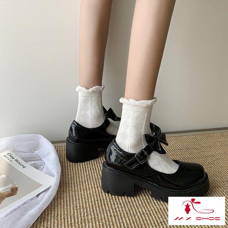 M & X~ Giày Da Mary Jane Đế Dày Phong Cách Anh Cổ Điển Cho Nữ