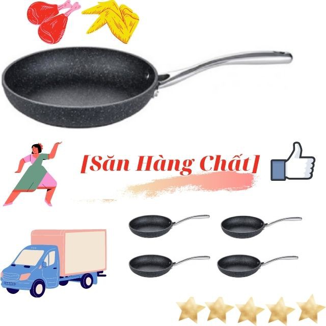 [Sale Sập Sàn] Chảo Chống Dính Bếp Từ Elo ALUMINIUM Vân Đá GRANIT PROFESSIONAL 28cm, Chảo Đáy Từ Đun Bếp Từ, Bếp Điện