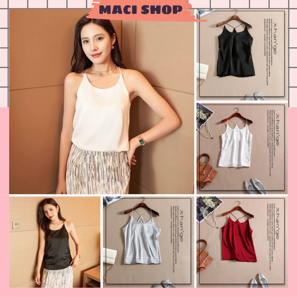 Áo 2 dây lụa satin cao cấp,Áo 2 dây nữ mềm mịn mặc đi chơi, đi biển _ZCADL