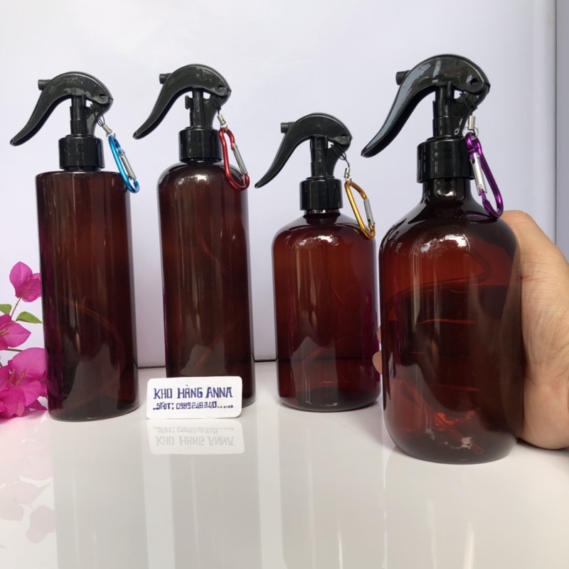 BÌNH XỊT NƯỚC TƯỚI CÂY - Chai xịt tóc , xịt khuẩn - CHAI PET LỚN TRONG SUỐT / NÂU / XANH đầu xịt phun sương