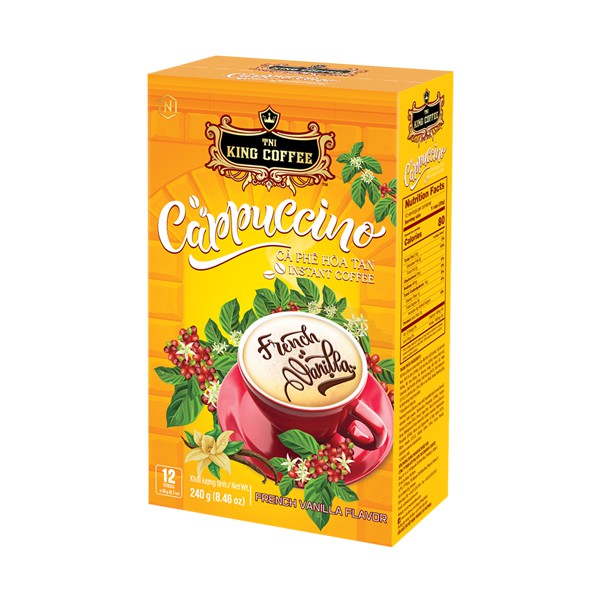 Combo 4 Cà Phê HT Cappuccino KING COFFEE - Hộp 12 gói x 20g + Tặng 1 Hộp CFS HT 3IN1 KING COFFEE - Hộp 10 gói x 24g