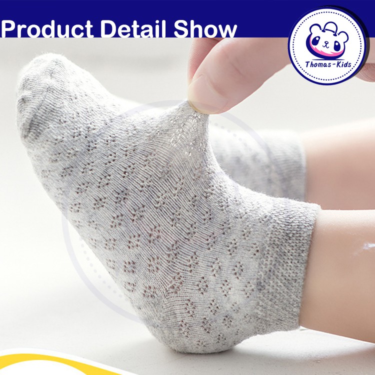Set 5 Đôi Vớ Phối Lưới Thoáng Khí Thoải Mái Dễ Thương Cho Bé 0-7 Tuổi