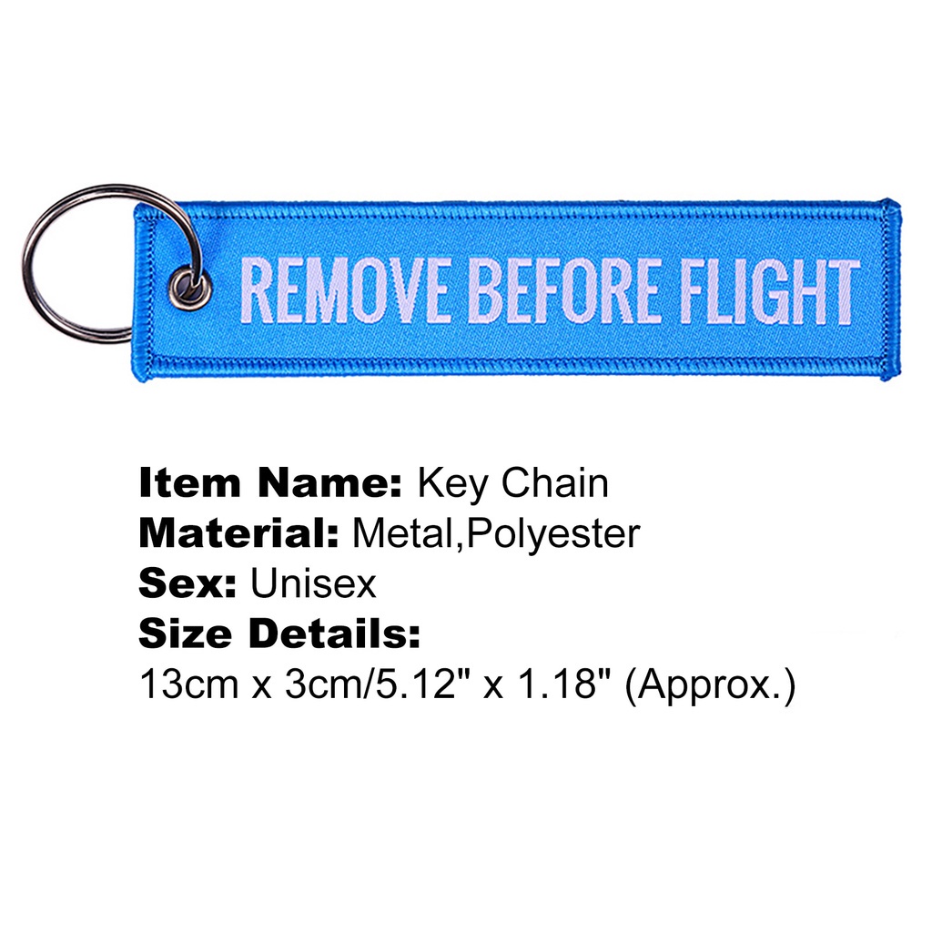 Móc khóa họa tiết chữ Remove Before Flight thời trang