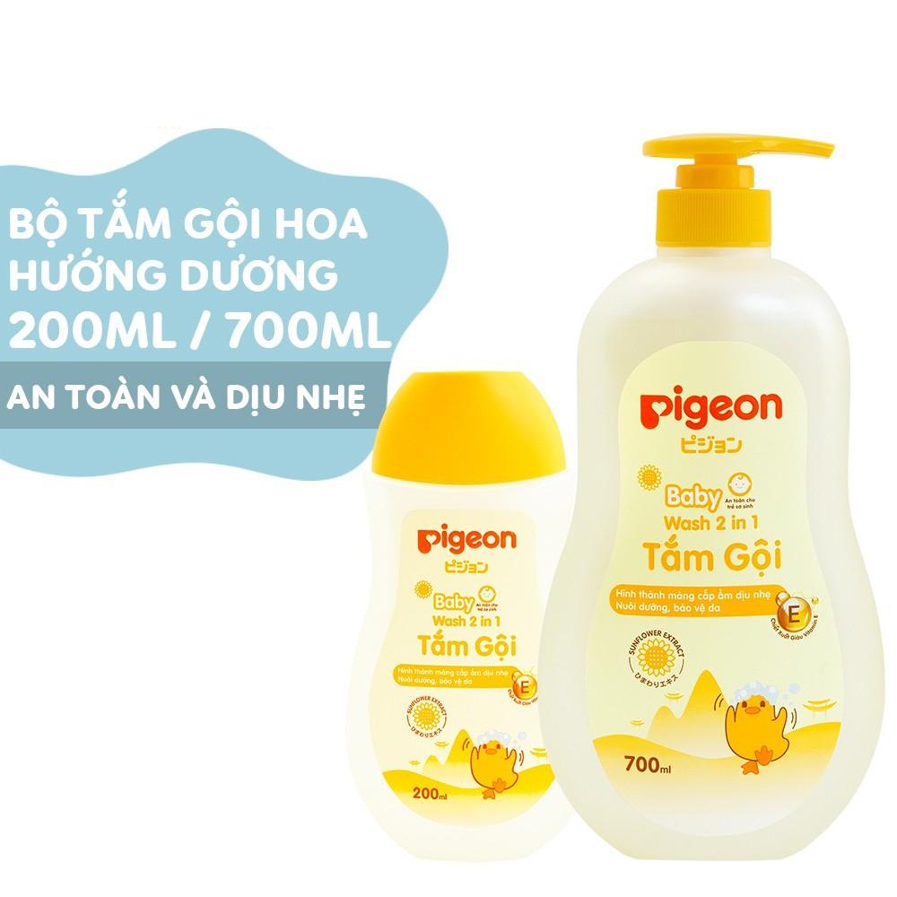 Tắm gội 2 in 1 Pigeon Hoa hướng dương 200ml/700ml (MẪU MỚI)