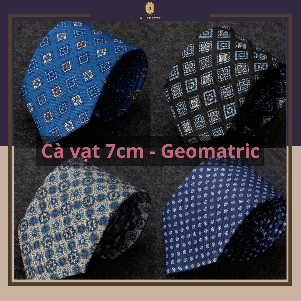 Cà Vạt Geometric Bằng Lụa Phiên Bản 7cm Các Loại
