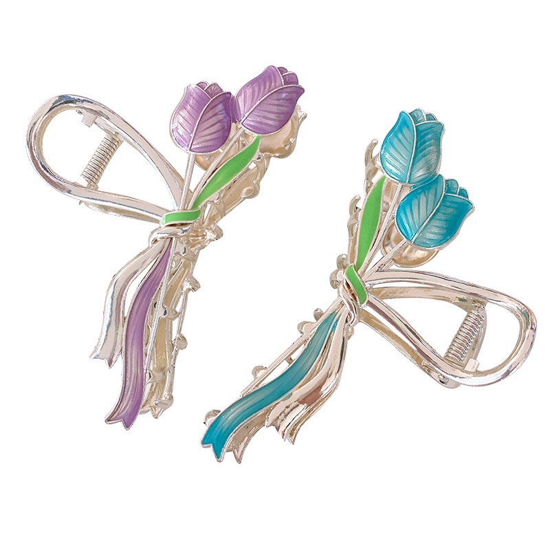 Kẹp tóc RINHOO phối hình hoa Tulip tráng men thời trang cho nữ
