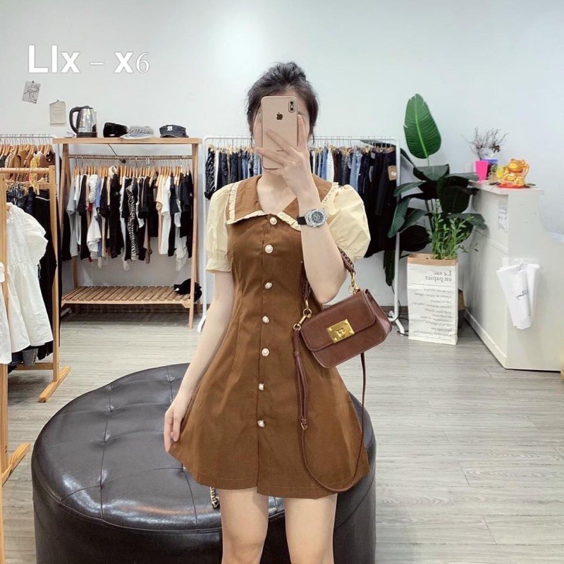 [Hàng Đẹp] Váy Cổ Sen Khuy Ngọc 3 Màu, Đầm Nữ Dáng Suông Tay Cộc Siêu Xinh Có Ảnh Thật Kèm Video | BigBuy360 - bigbuy360.vn