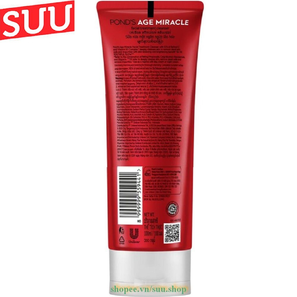 Ponds Sữa Rửa Mặt Chống Lão Hóa Age Miracle 100g suu.shop cam kết 100% chính hãng