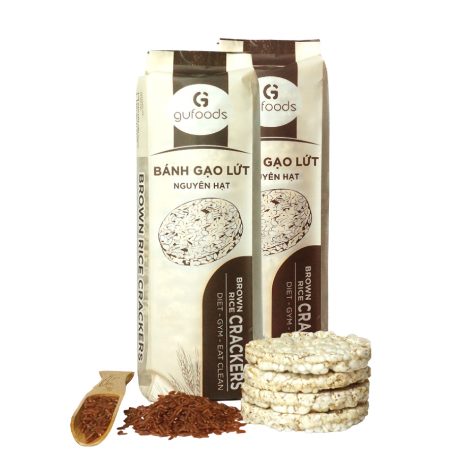 Combo 2 túi Bánh gạo lứt ăn kiêng GUfoods (mỗi túi 170g = 18 bánh) - Tập gym, giảm cân, thực dưỡng, eat clean