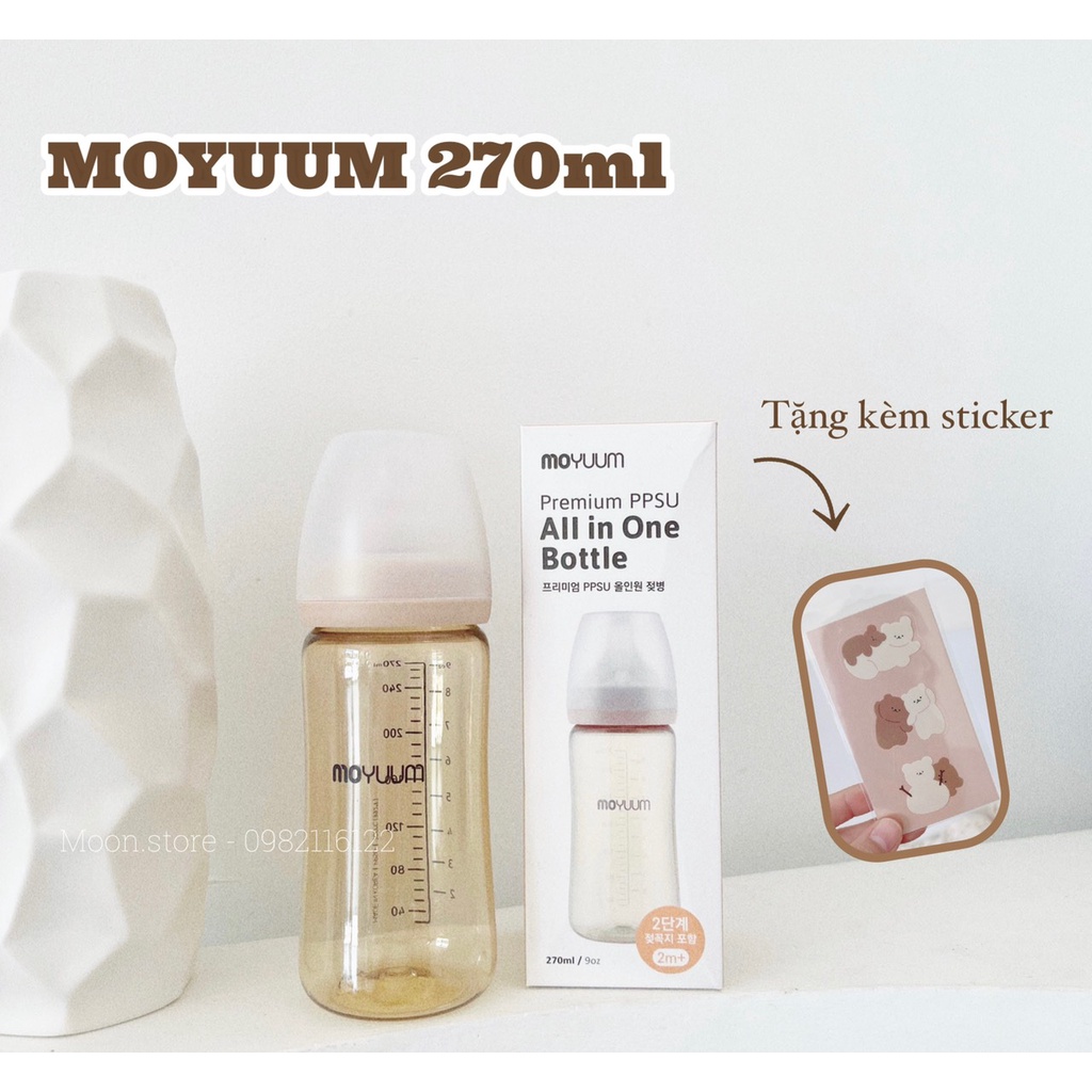 Bình sữa Moyuum 170ml/270ml Hàn quốc (Chọn núm)